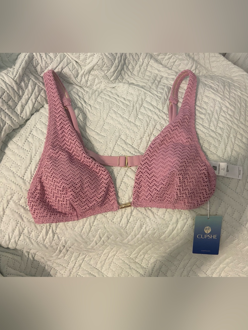 Cupshe Lavender Plunge Women’s Textured Bikini Top - Picture 3 of 8